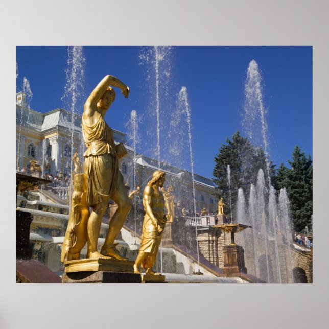 Russia, St. Petersburg, Golden statues in the Poster (Front)