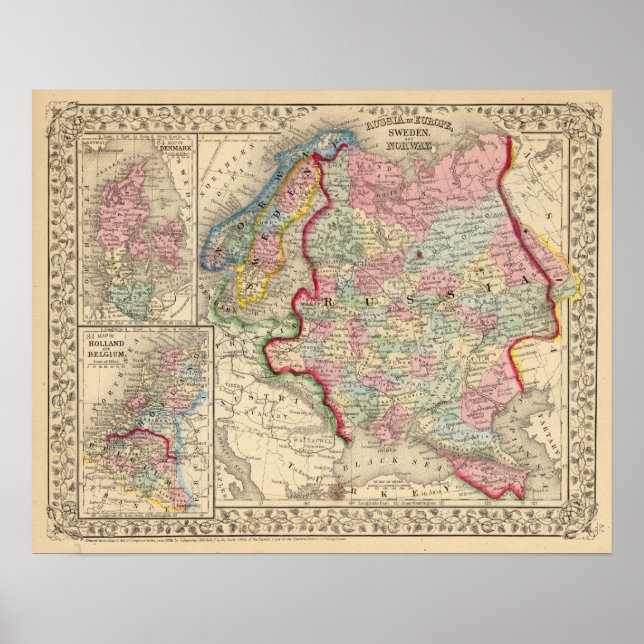Russia, Sweden, Norway Map by Mitchell Poster (Front)