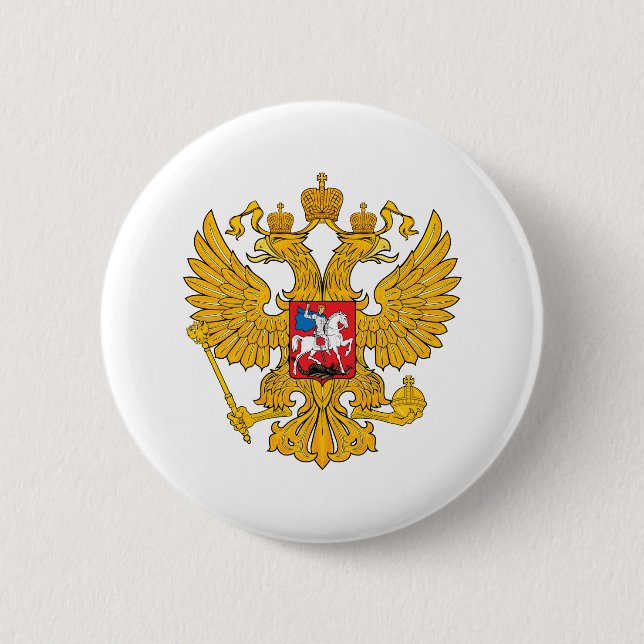 Russia Two Headed Eagle 6 Cm Round Badge (Front)