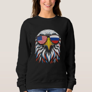 Russia USA Flag Half Russian American Patriotic Ea Sweatshirt
