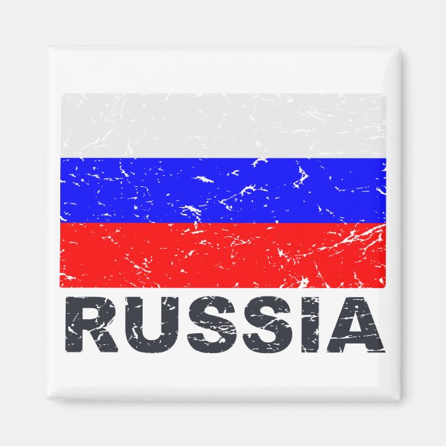 Russia Vintage Flag Magnet (Front)