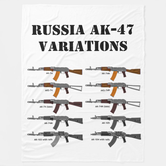RUSSIAN AK-47 VARIATIONS FLEECE BLANKET (Front)