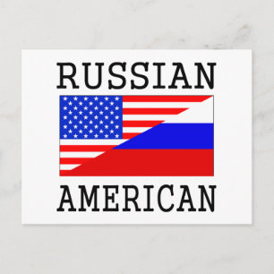 Russian American Flag Postcard