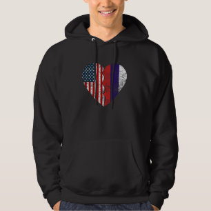 Russian American Flags Heart United States Russia Hoodie