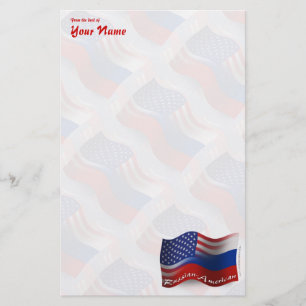 Russian-American Waving Flag Stationery