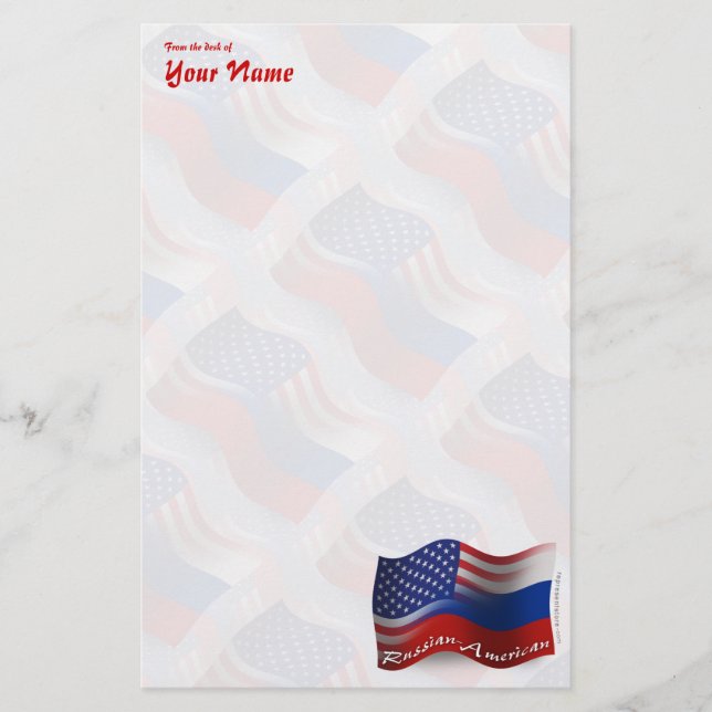 Russian-American Waving Flag Stationery (Front)