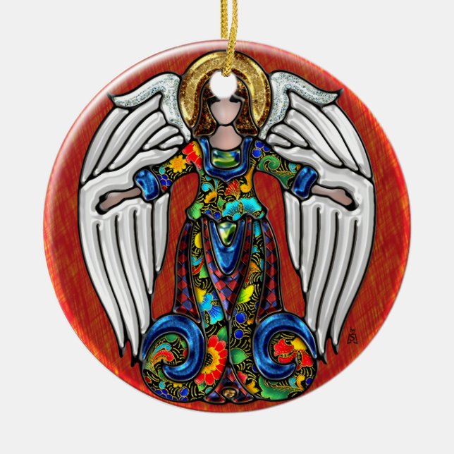 Russian Angel (Personalised Ceramic Ornament) Tree Decoration (Front)