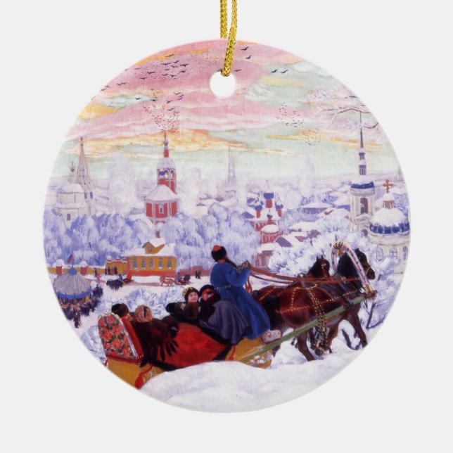 Russian Art Custom Christmas Gift  Ceramic Ornament (Front)