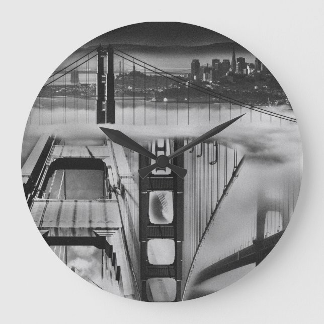 Russian Avant Garde Inspired Golden Gate Bridge Large Clock (Front)