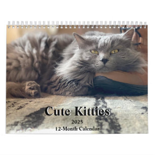 Russian Blue and Ginger Orange Tabby Cats 2025  Calendar