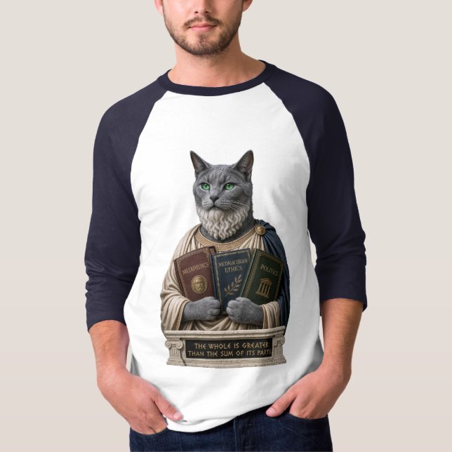 Russian Blue Aristotle Cat T-Shirt (Front)