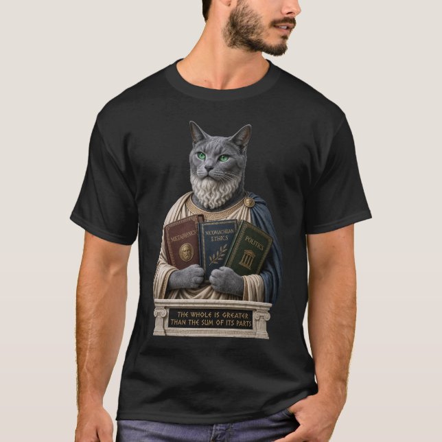 Russian Blue Aristotle Cat T-Shirt (Front)
