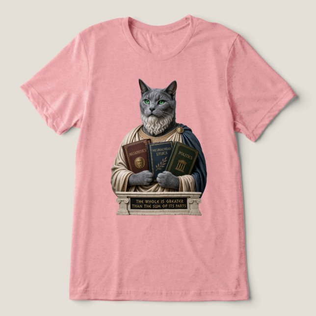 Russian Blue Aristotle Cat Tri-Blend Shirt (Design Front)