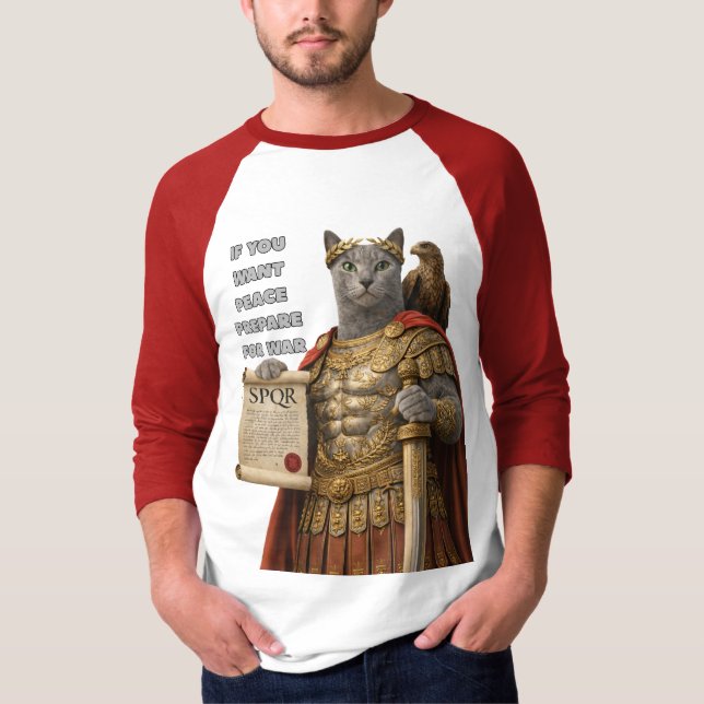 Russian Blue Caesar Cat T-Shirt (Front)