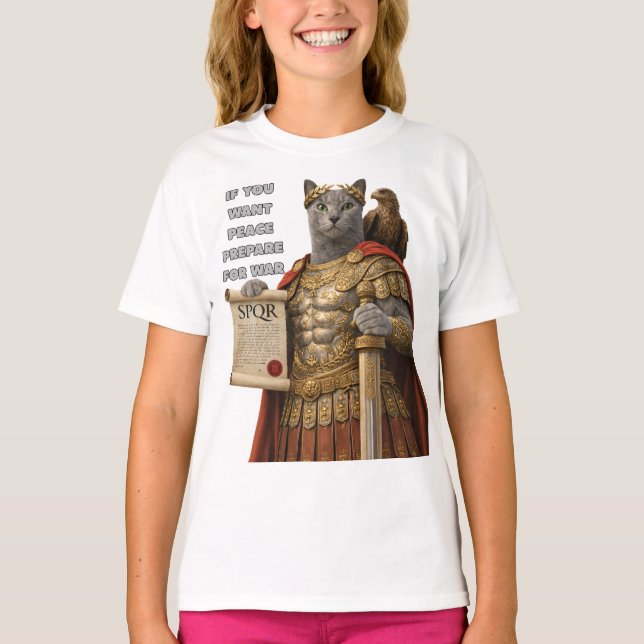 Russian Blue Caesar Cat T-Shirt (Front)