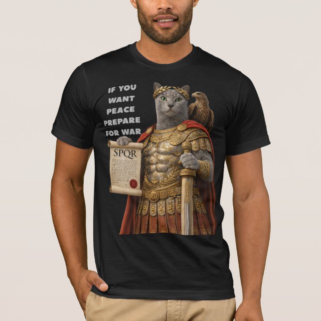 Russian Blue Caesar Cat T-Shirt (Front)