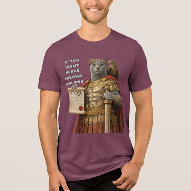 Russian Blue Caesar Cat Tri-Blend Shirt (Front)