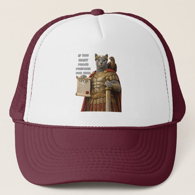 Russian Blue Caesar Cat Trucker Hat (Front)