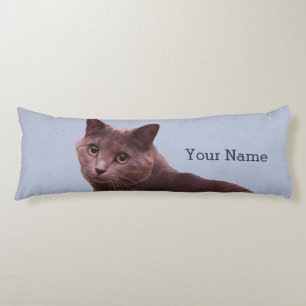 Russian Blue Cat Add Name Body Cushion