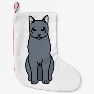 Russian Blue Cat Cartoon Small Christmas Stocking