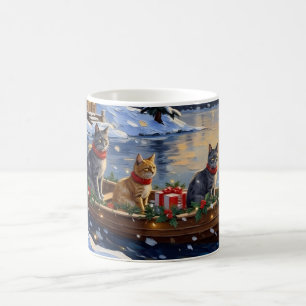 Russian Blue Cat Christmas Boat Holiday Coffee Mug