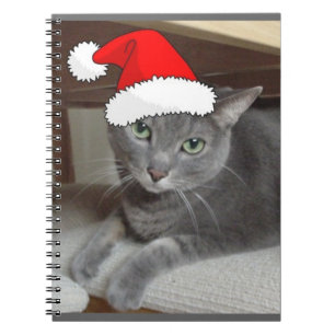 Russian Blue Cat Christmas Notebook