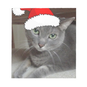 Russian Blue Cat Christmas Notepad