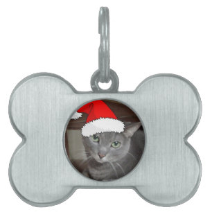 Russian Blue Cat Christmas Pet ID Tag