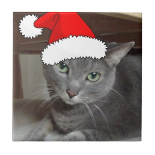 Russian Blue Cat Christmas Tile