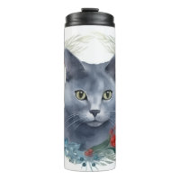 Russian Blue Cat Christmas Wreath Festive Kitten