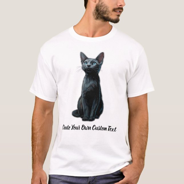 Russian Blue Cat Create Your Own Custom Text  T-Shirt (Front)