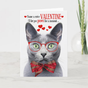 Russian Blue Cat Feline Humour Valentine's Day Holiday Card
