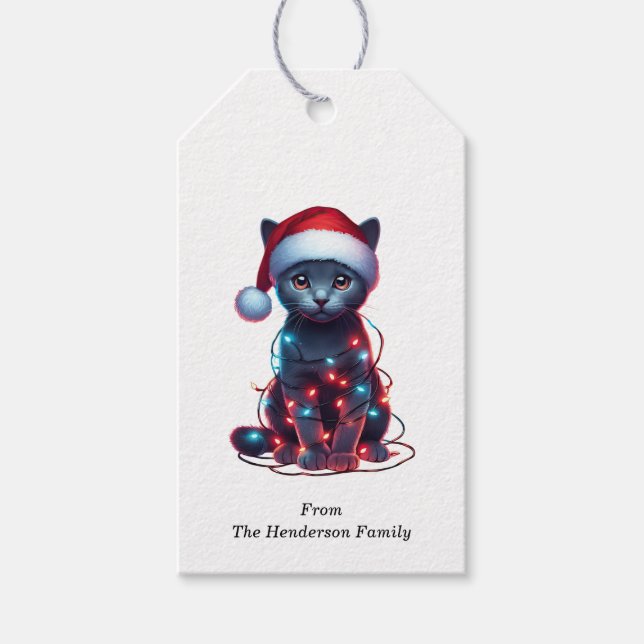 Russian Blue Cat Gift Tags (Front)