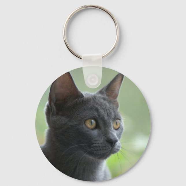 Russian Blue Cat Key Ring (Front)