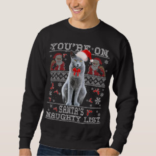 Russian Blue Cat Lover Xmas Ugly Sweater