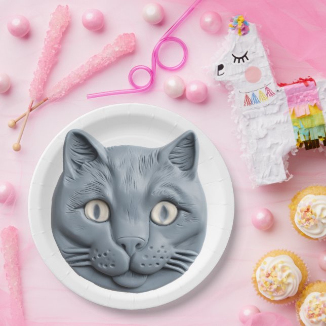 Russian Blue Cat Paper Plate (Party)