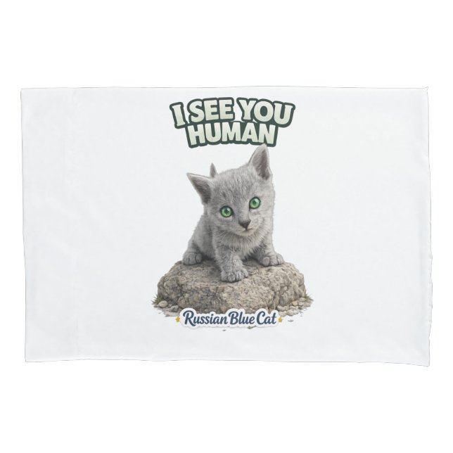 Russian Blue Cat Pillow Cover (Front)