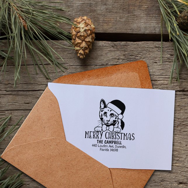 Russian Blue Cat Return Address Christmas  Rubber Stamp (Creator Uploaded)