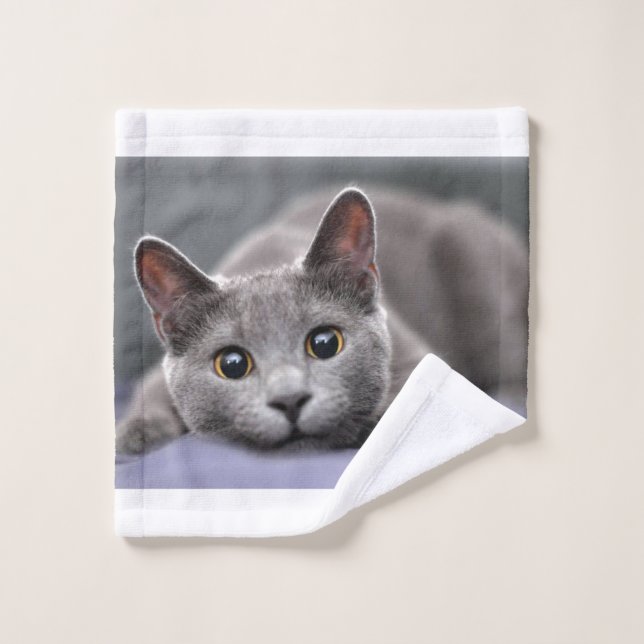 Russian blue cat towel (Wash Cloth)