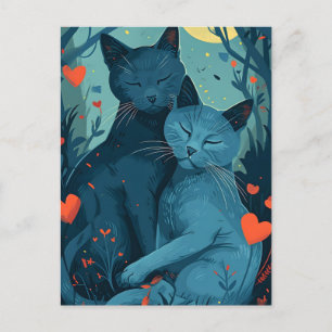 Russian Blue cat Valentine's Day Postcard