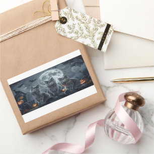 Russian Blue Cats Halloween Spooky Rectangular Sticker