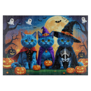 Russian Blue Cats Pumpkin Halloween Funny  Cutting Board