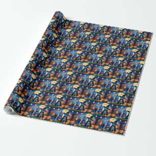 Russian Blue Cats Pumpkin Halloween Funny  Wrapping Paper