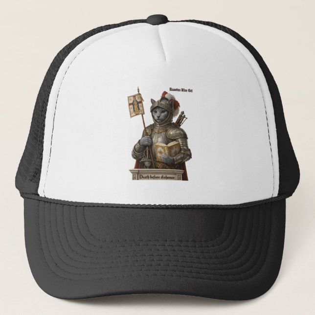Russian Blue Conquistador Cat – Honour & Legacy Trucker Hat (Front)