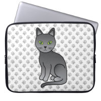 Russian Blue Cute Cartoon Cat Illustration & Paws