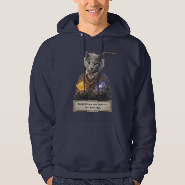 Russian Blue Einstein Cat - Imagination Hoodie (Front)
