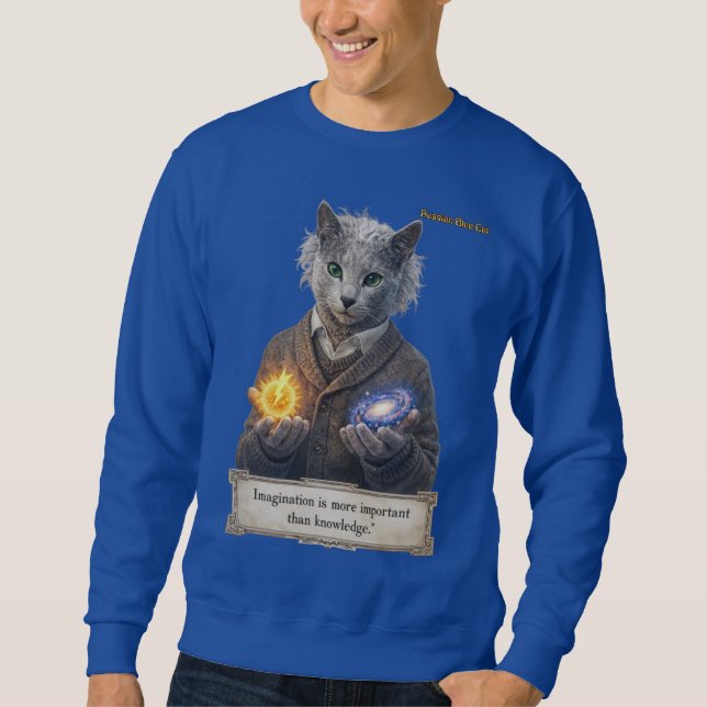 Russian Blue Einstein Cat - Imagination Sweatshirt (Front)