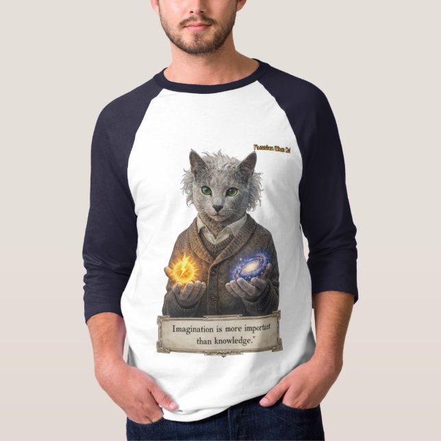 Russian Blue Einstein Cat - Imagination T-Shirt (Front)