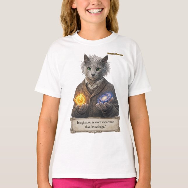 Russian Blue Einstein Cat - Imagination T-Shirt (Front)