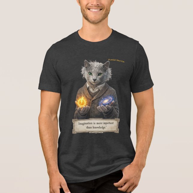 Russian Blue Einstein Cat - Imagination Tri-Blend Shirt (Front)